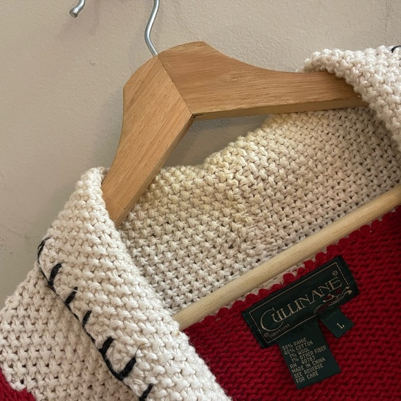 Vintage 90s Cullinane Red Christmas Cottagecore Cardigan Novelty School - Picture 9 of 15